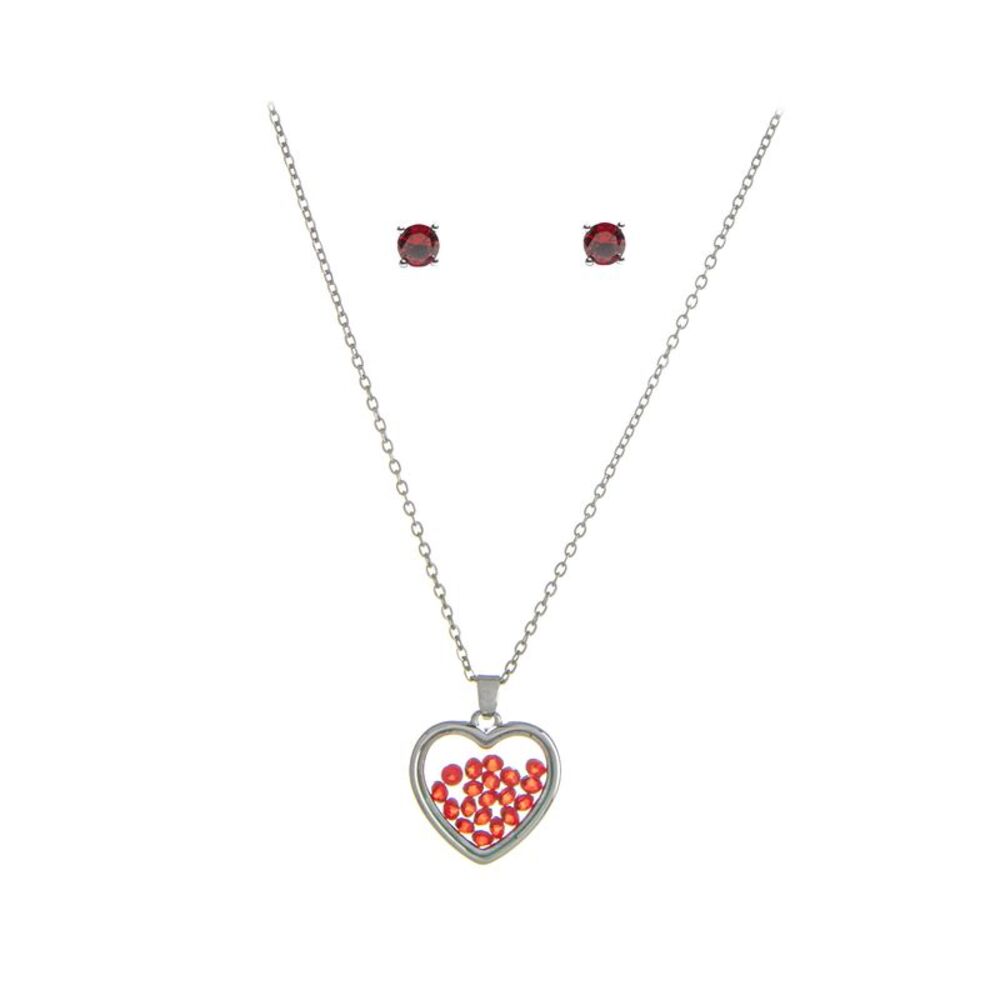 The Skyline Collection July Birthstone Red Ruby Heart Jewelry Set